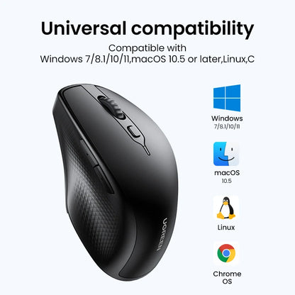 UGREEN Wireless Mouse Bluetooth 5.0 Ergonomic Mouse, 4000 DPI Silent Wireless Mouse with 2.4G USB Receiver, 6 Buttons for MacBook, Laptop, PC & Tablet