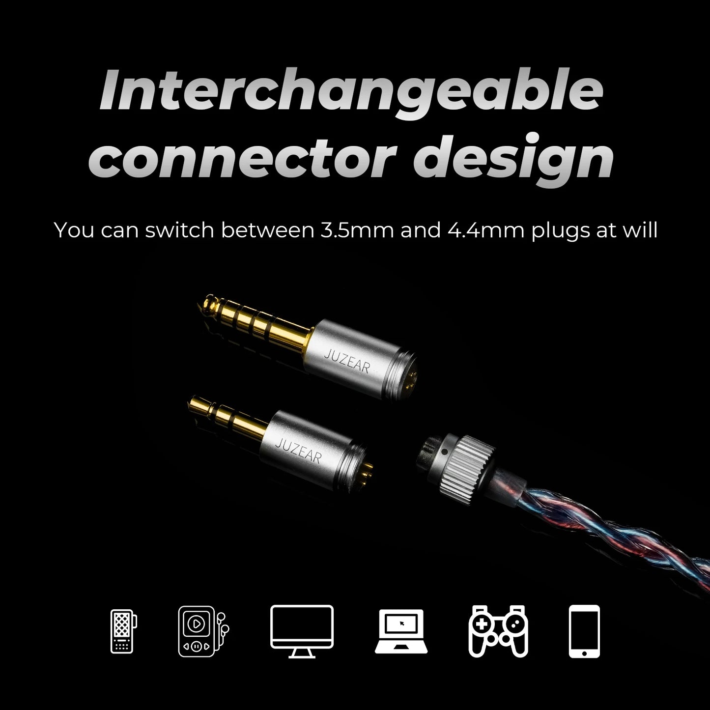 JUZEAR x Z Reviews Defiant 1DD+3BA Hybrid In-Ear Monitors – HiFi Earphones with 3-Way Crossover, 3.5mm & 4.4mm Interchangeable Cable, Audiophile IEM Headphones