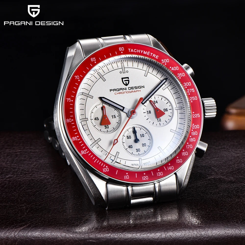 PAGANI DESIGN 2026 New Red Men's Watches Luxury Quartz Wrist Watch For Men Chronograph Automatic Date Waterproof Local Shipping