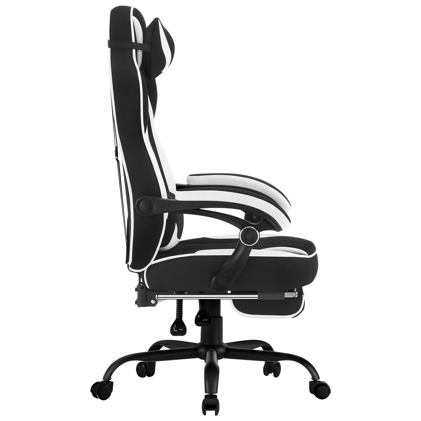 WOLTU Ergonomic Gaming Chair with Footrest, Swivel Computer Chair with Pocket Spring Cushion, Wide Seat Office Chair for Home & Gaming