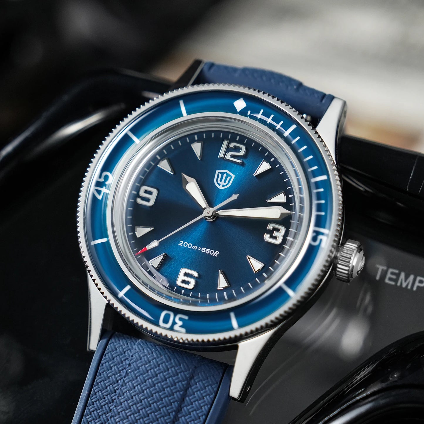 Watchdives 50-Fathoms Watch VH31 Sweep Seconds Quartz Movement Luminous 200m Waterproof Sapphire Stainless Steel  Watches WD50Q
