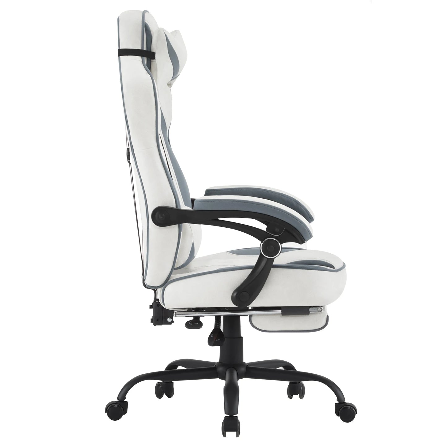 WOLTU Swivel Gaming Chair Ergonomic Office Chair with Footrest, Pocket Spring Cushion, Wide Seat, Adjustable Reclining Computer Chair