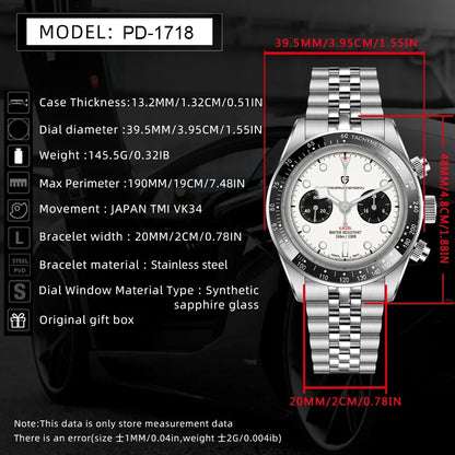 2026 New PAGANI Panda DESIGN Mens Watch Luxury Quartz Speed Sports Chronograph Watch Men AR Sapphire Luminous water lock