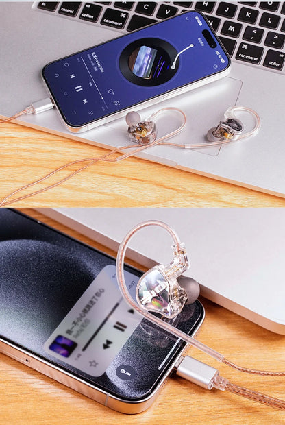 FiiO JD10 Wired In-Ear Earphones HiFi Bass Stereo Earbuds with 3.5mm Type-C Connector, High Resolution Audio Music Earphones for Gaming, Sports & Daily Use
