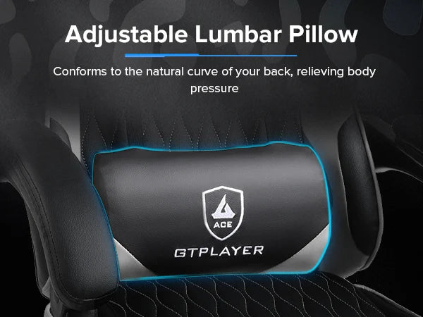 Cadeira gaming GTPLAYER Cadeira gamer Cadeira de escritório ergonómica Apoio para os pés ajustável Apoio lombar e almofadas Cadeira gaming