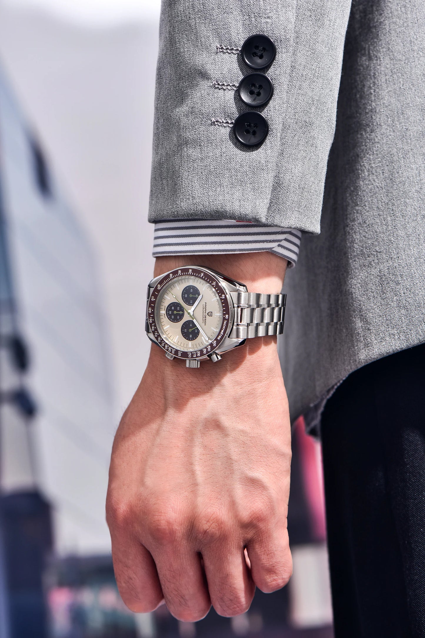 PAGANI DESIGN Planetary Series Saturn Light Tan Quarzuhr für Herren Speed Chronograph AR-Saphirglas Armbanduhr für Herren 2026 Neu