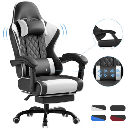 HOMALL Ergonomic Massage Gaming Chair with Adjustable Height, Lumbar Support, Headrest, Reclining Swivel Office Chair with Footrest