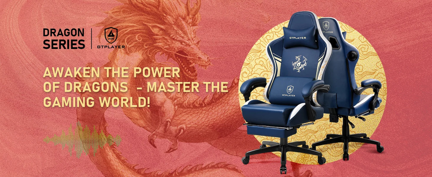 GTPLAYER Gaming chair Gamer chair with Bluetooth Speakers and Footrest Dragon Series Office Chair Ergonomic Gaming chair