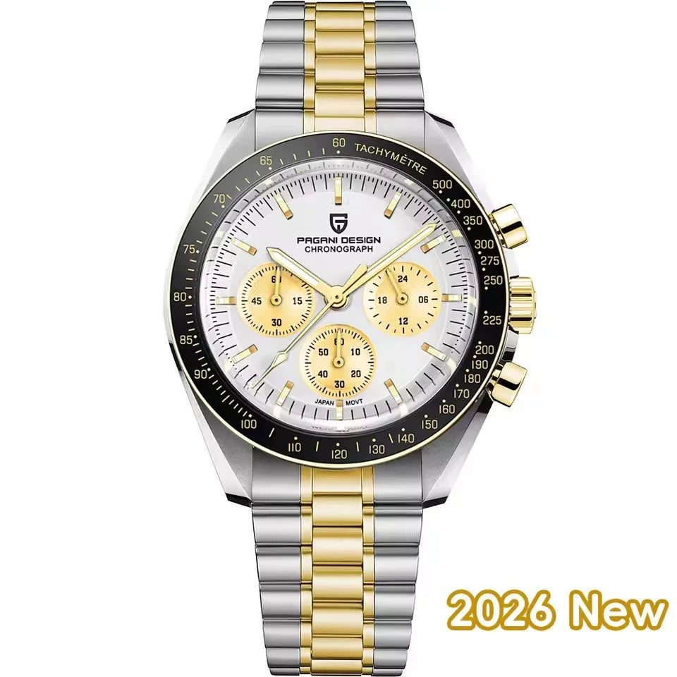 2026 New PAGANI DESIGN V6 Moon Mens Watch Speed Sports Chronograph Quartz Watch Men AR Sapphire Ceramic Bezel safe Clock
