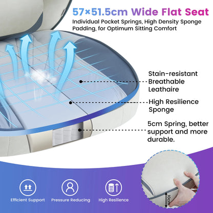 WOLTU Swivel Gaming Chair Ergonomic Office Chair with Footrest, Pocket Spring Cushion, Wide Seat, Adjustable Reclining Computer Chair
