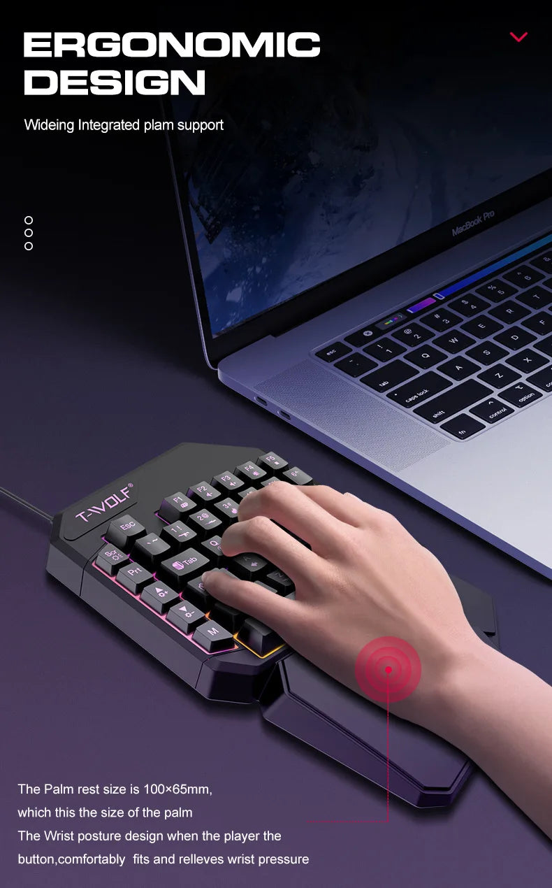 Kit Mobilador Gamer Gaming-Kit Tastatur Maus Mobile-Games-Konverter 3-in-1-Combo Einhand-Tastatur für PUBG Mobile Games TF900