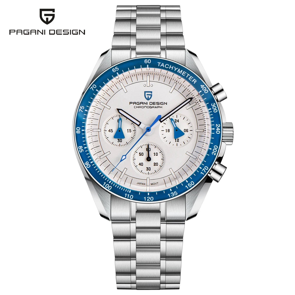 2026 New PAGANI DESIGN V6 Moon Mens Watch Speed Sports Chronograph Quartz Watch Men AR Sapphire Ceramic Bezel safe Clock