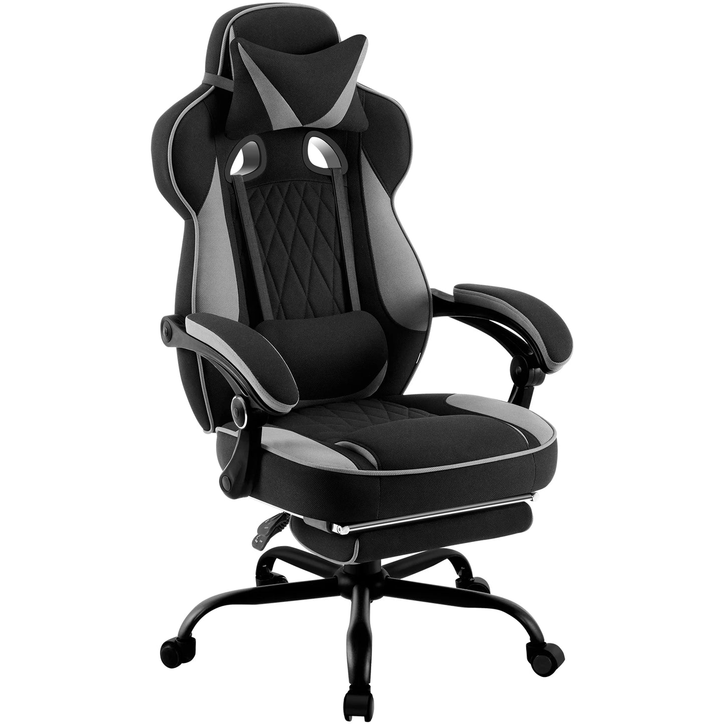 WOLTU Swivel Gaming Chair Ergonomic Office Chair with Footrest, Pocket Spring Cushion, Wide Seat, Adjustable Reclining Computer Chair