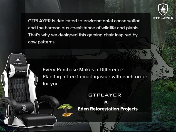 Cadeira gaming GTPLAYER Cadeira gamer Cadeira de escritório ergonómica Apoio para os pés ajustável Apoio lombar e almofadas Cadeira gaming