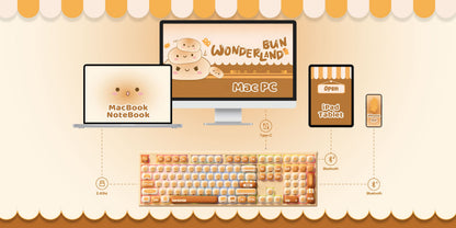 Tastiera meccanica wireless Akko MonsGeek MG108B Bun Wonderland, profilo MOG, RGB, 108 tasti, formato full size, hot swap, USB / 2.4G / BT 5.0