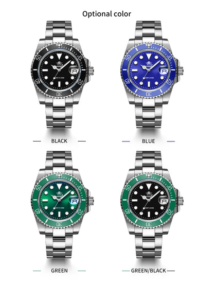 ADDIESDIVE klassische Herrenuhr mit Keramiklünette, 200m wasserdicht, lässige Quarzuhr mit BGW9 blauer Leuchtmasse, Geschenkuhr MY-H3-2