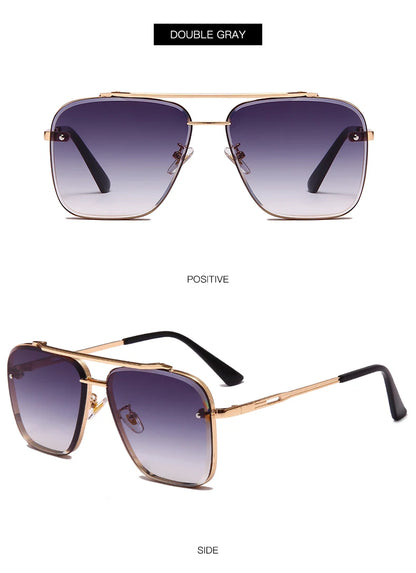 Classic Square Sunglasses Cool Men Vintage Luxury Brand Design Metal Sun Glasses Women Shades UV400 Oculos De Sol
