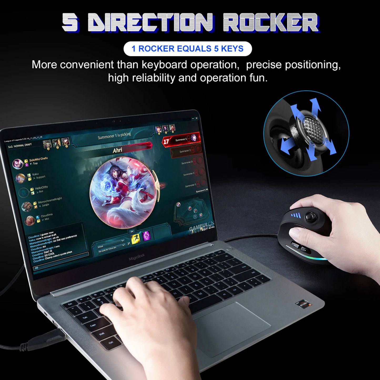 ZELOTES C18 Wired Vertical Ergonomic Gaming Mouse, 10000 DPI RGB Programmable Laser Mouse with 11 Buttons for PC Computer