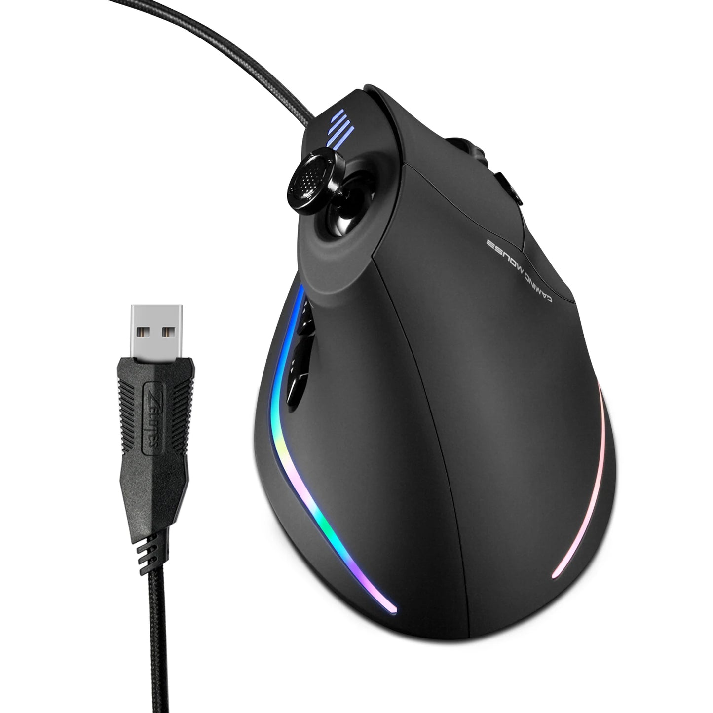 ZELOTES C18 Wired Vertical Ergonomic Gaming Mouse, 10000 DPI RGB Programmable Laser Mouse with 11 Buttons for PC Computer