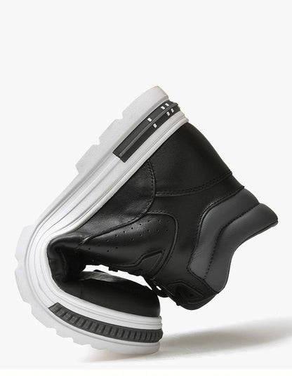 FUQIAO New High Top Elevator Shoes Casual Men Sneakers Heightening Height Increase 8cm Cow Split Leather Leisure Designer Shoes
