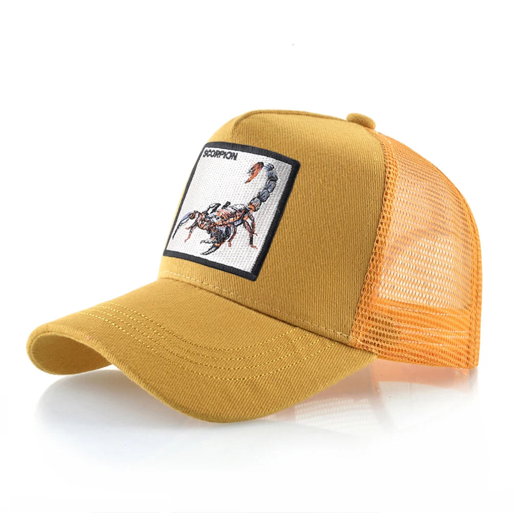 Streetwear Trucker Caps With Scorpion Patch Men's Snapback Hip Hop Baseball Cap For Women Four Seasons Fashion Casquette Hats
