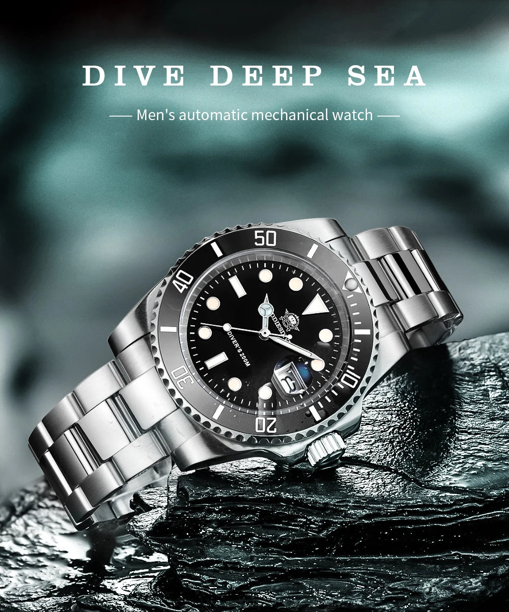 ADDIESDIVE klassische Herrenuhr mit Keramiklünette, 200m wasserdicht, lässige Quarzuhr mit BGW9 blauer Leuchtmasse, Geschenkuhr MY-H3-2