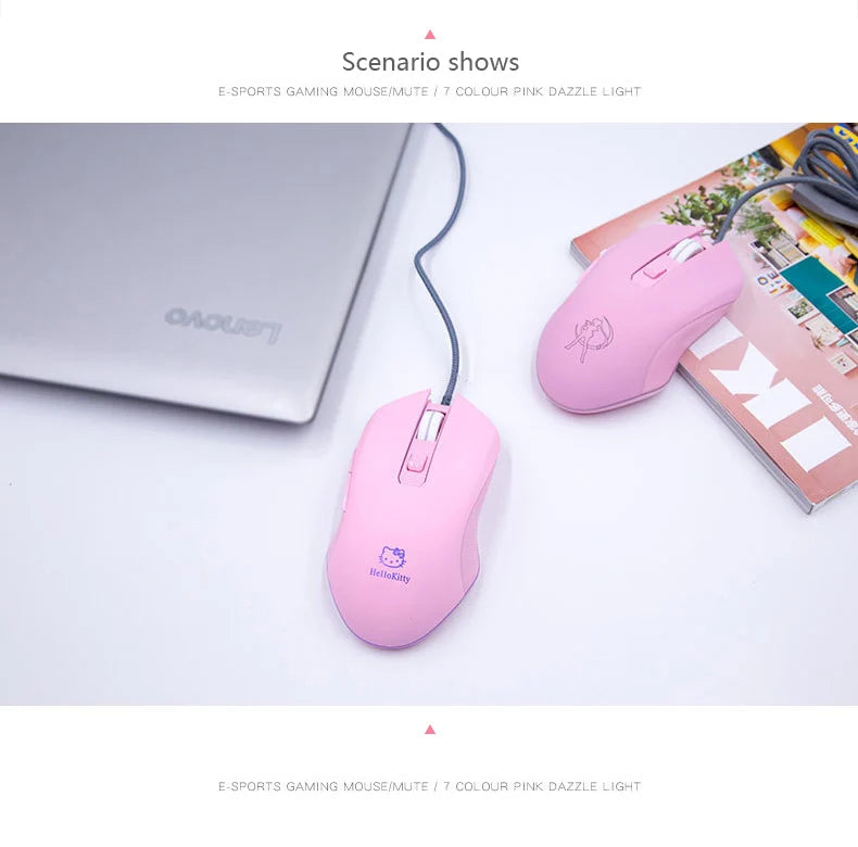 UTHAI DB49 Wired Pink Gaming Mouse, Cute RGB Wired Gaming Mouse with 3200 DPI, Silent USB Computer Mouse for PC, Laptop & Office