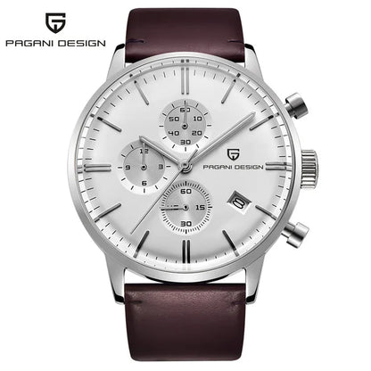 PAGANI DESIGN Men's Fashion Casual Brand Watch Waterproof 30m Luxury Leather Sports Quartz Chronograph VK67 Relogio Masculino