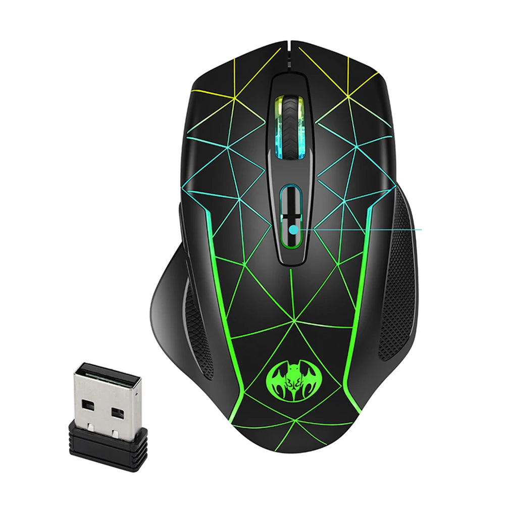 2,4G wiederaufladbare kabellose Gaming-Maus, Computermaus, USB, ergonomische Maus mit RGB-Hintergrundbeleuchtung für Laptop und PC