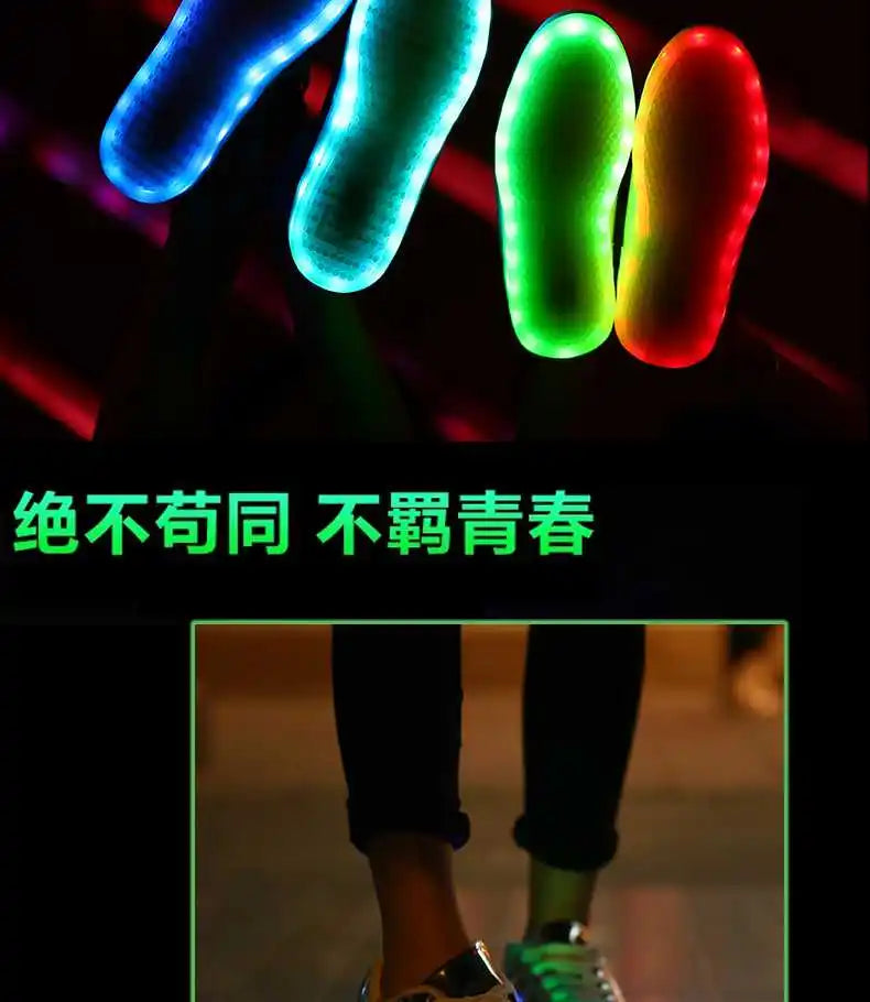Men Shoes Glowing Light Led Women Spring Fashion Casual Sport Lamp Party Golden Silver Boots Luminous Dancing Flats Sneaker