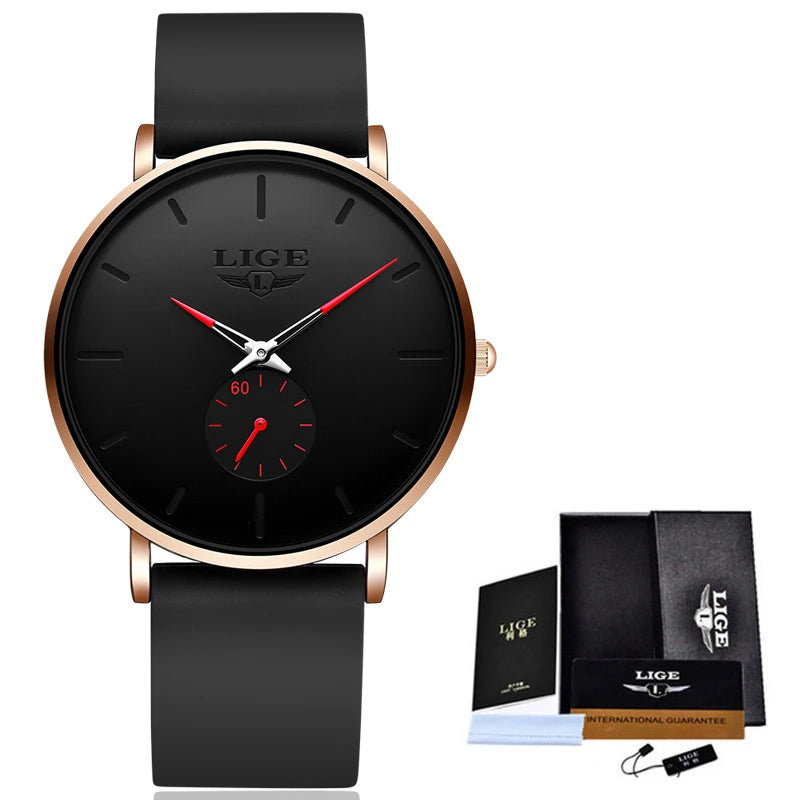 LIGE herenhorloge – Sportieve en trendy stijl, luxemerk, waterdicht, strak en ultradun ontwerp, quartzhorloge voor heren.