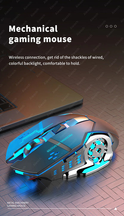 Rechargeable Wireless Gaming Mouse Bluetooth Silent Computer Mouse with RGB Backlight, USB Dual Mode, 6 Buttons, Adjustable DPI for PC, Laptop & Gaming
