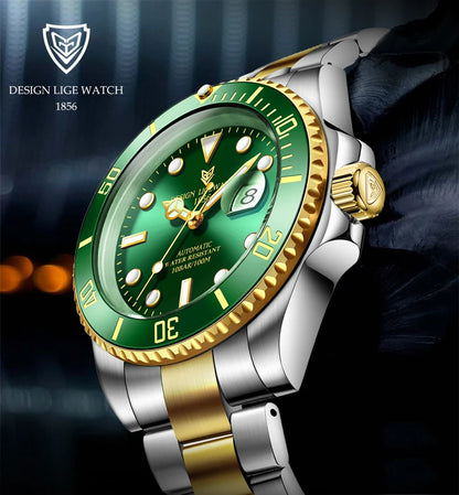 LIGE 2025 New Men Mechanical Wristwatch Stainless Steel Clocks Watch Top Brand Luxury Military Sports Mens Watches Reloj Hombre