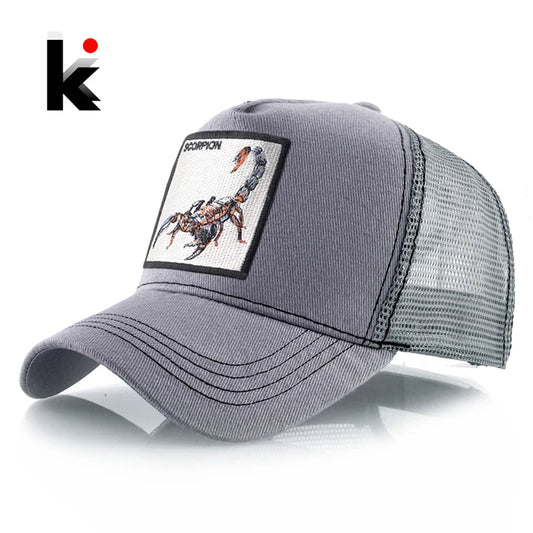 Streetwear Trucker Caps With Scorpion Patch Men's Snapback Hip Hop Baseball Cap For Women Four Seasons Fashion Casquette Hats