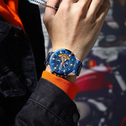 Orologio da uomo CURREN – Cronografo sportivo di lusso, movimento al quarzo, interamente in acciaio, impermeabile