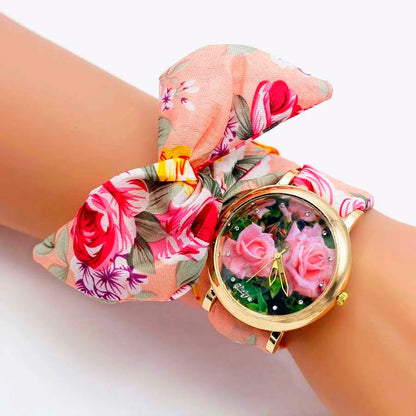 Shsby 2020 Women's Watches Fashion Floral Cloth Ladies Watches Flower Bracelet Clock Dress Wristwatch Luxury Relogio Feminino