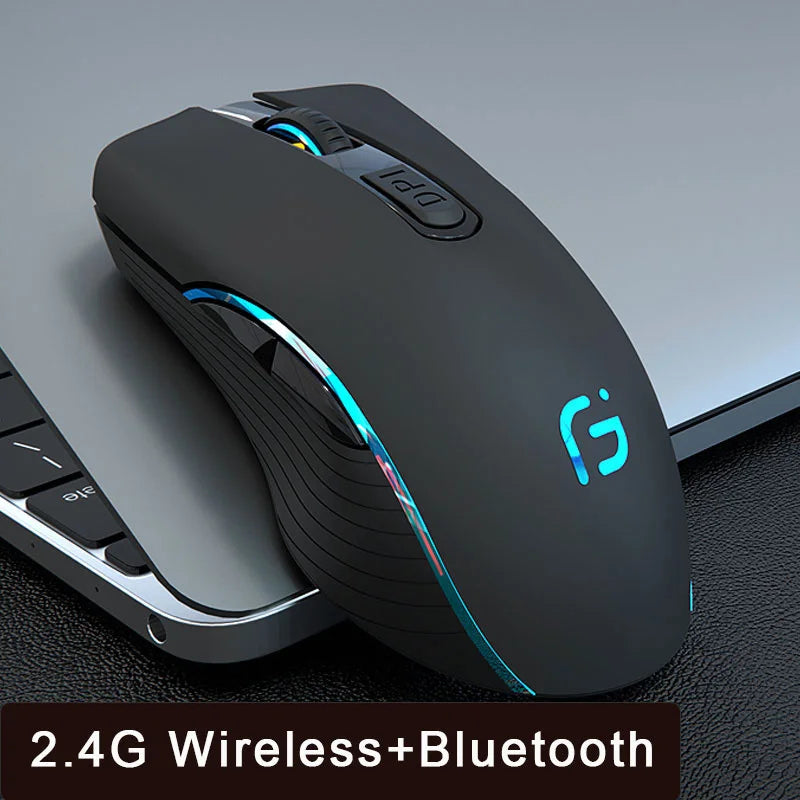 Rechargeable Wireless Bluetooth Mouse, Silent Ergonomic Wireless Mouse with 2400 DPI for Laptop, MacBook, iPad, Tablet, PC & Office