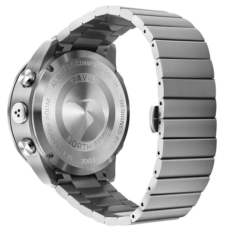 NORTH EDGE Herren-Taucheruhr Military Army Luxury aus Vollstahl – Smartwatch mit Kompass, Höhenmesser, Barometer, digitaler Uhr, wasserdicht bis 200m