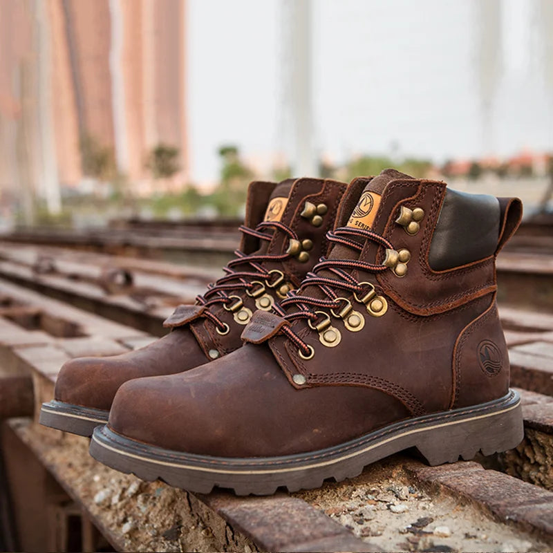 KOWM Scarpe da trekking da uomo in pelle bovina per attività all'aperto, impermeabili, tattiche, scarpe da deserto, stivali da caccia, stivali da neve, sneakers con pelliccia, scarpe da trekking da donna