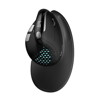 Delux M618XSD Seeker ergonominen pystysuuntainen hiiri OLED-näytöllä, 4000DPI, ladattava 1000mA akku, irrotettava takakansi tietokoneelle