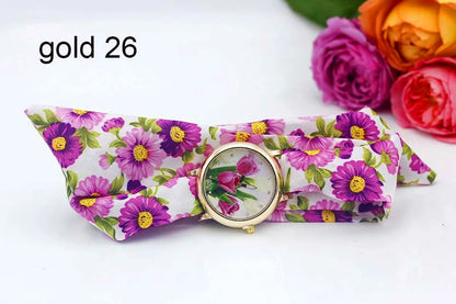 Shsby 2020 Women's Watches Fashion Floral Cloth Ladies Watches Flower Bracelet Clock Dress Wristwatch Luxury Relogio Feminino