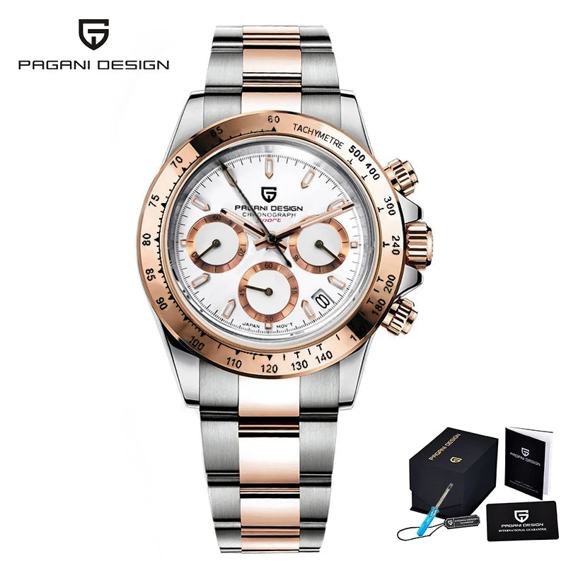 2026 New PAGANI DESIGN Chronograph Luxury Quartz Wrist Watch For Men Automatic Date 100M Waterproof JAPAN VK63 Movt Reloj Hombre