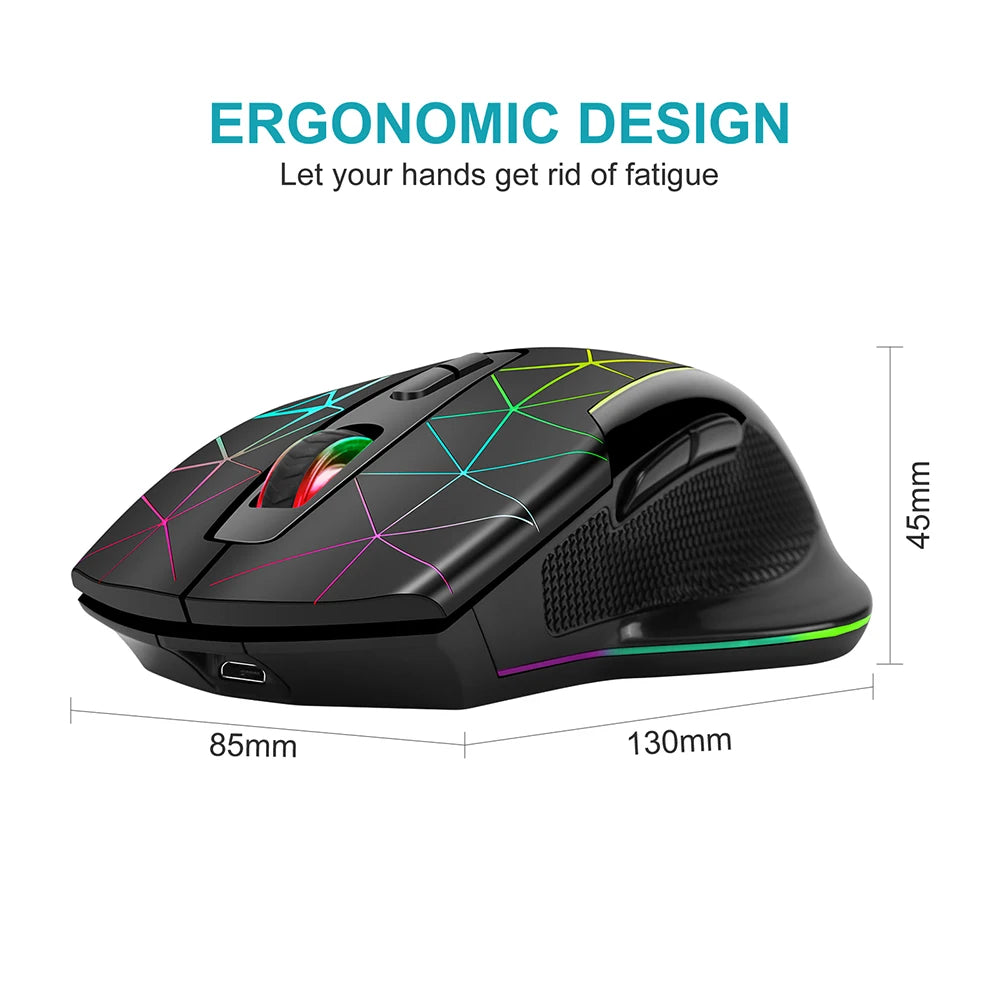 2,4G wiederaufladbare kabellose Gaming-Maus, Computermaus, USB, ergonomische Maus mit RGB-Hintergrundbeleuchtung für Laptop und PC
