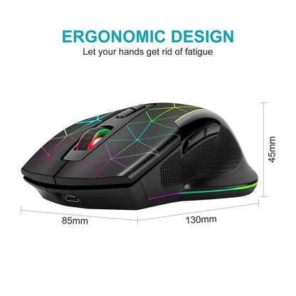 2,4G wiederaufladbare kabellose Gaming-Maus, Computermaus, USB, ergonomische Maus mit RGB-Hintergrundbeleuchtung für Laptop und PC
