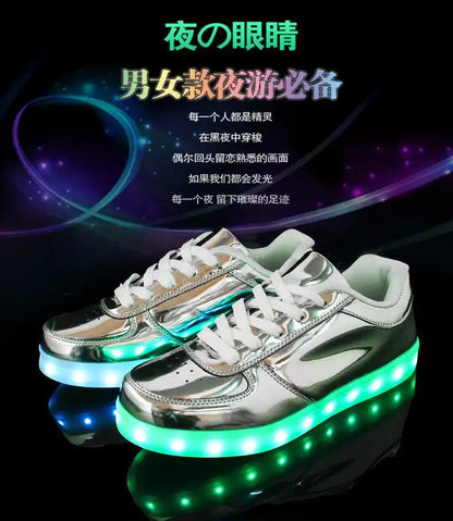 Men Shoes Glowing Light Led Women Spring Fashion Casual Sport Lamp Party Golden Silver Boots Luminous Dancing Flats Sneaker