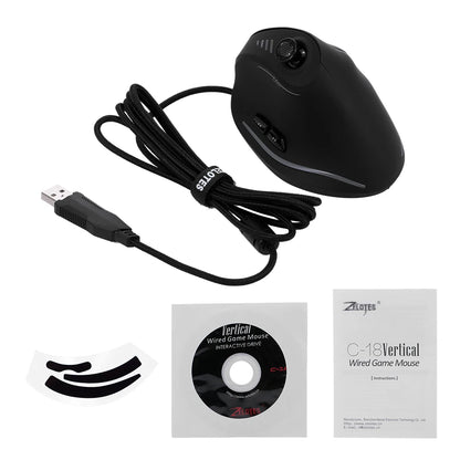ZELOTES C-18 Wired Gaming Mouse 10000 DPI Vertical Gaming Mouse with 11 Programmable Buttons, RGB Lighting, Ergonomic USB Gaming Mouse for PC & Laptop