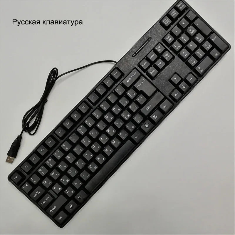 Multilingual USB Wired 104 Keys Gaming Keyboard – Spanish French Russian Arabic English Keyboard for PC & Desktop Computer