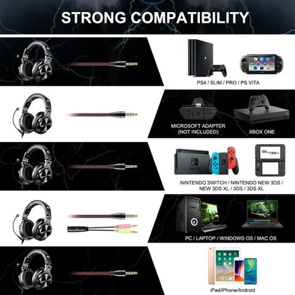 OneOdio A71 Wired Over Ear HiFi Studio DJ Headphones with Mic – Professional Monitoring Gaming Headset with Deep Bass