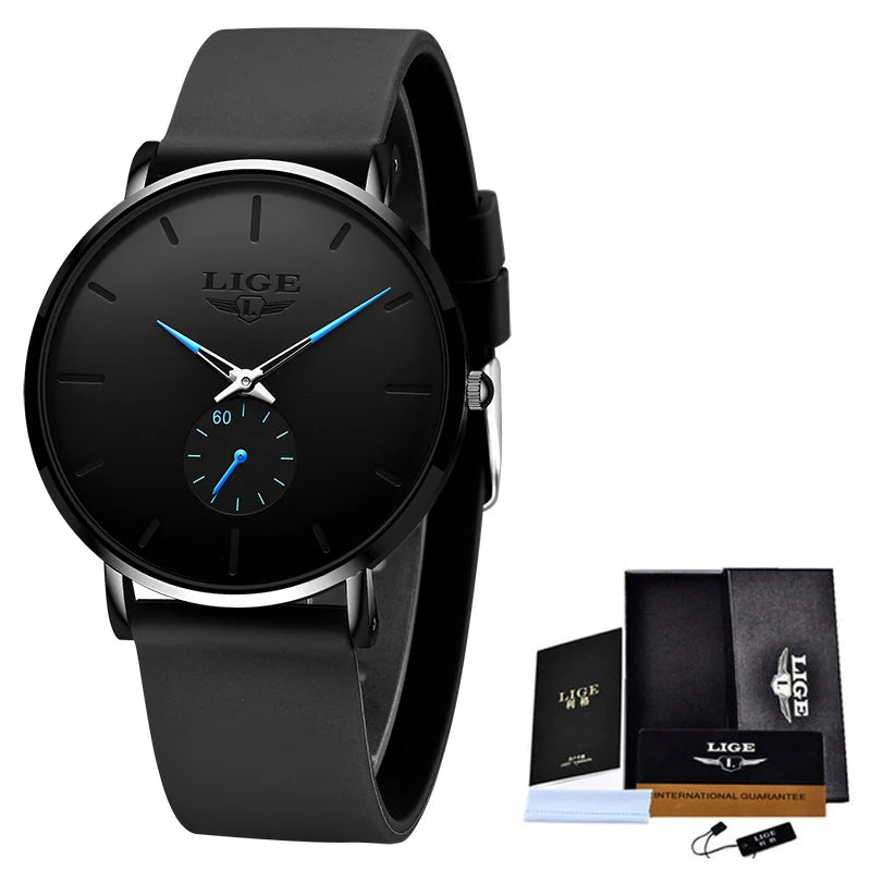 LIGE herenhorloge – Sportieve en trendy stijl, luxemerk, waterdicht, strak en ultradun ontwerp, quartzhorloge voor heren.