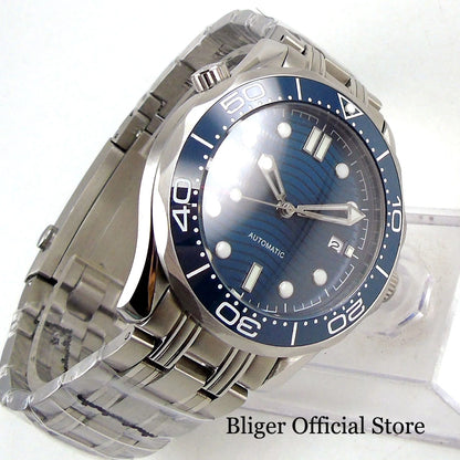 BLIGER Luxury 41mm Mechancial Men Watch Sapphire Glass NH35AMIYOTA PT5000 Movement Steel Bracelet Ceramic Bezel Date Function